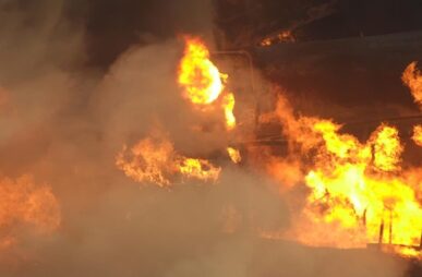 ohio train derailment fire - Copy