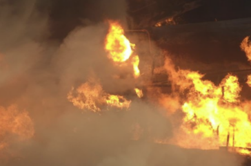 East Palestine train in flames, US EPA