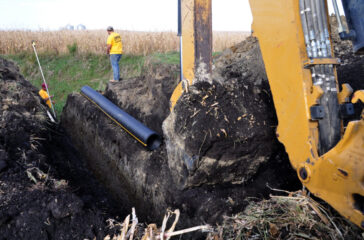 Installation of a drainage water management system in Sac County, Iowa.