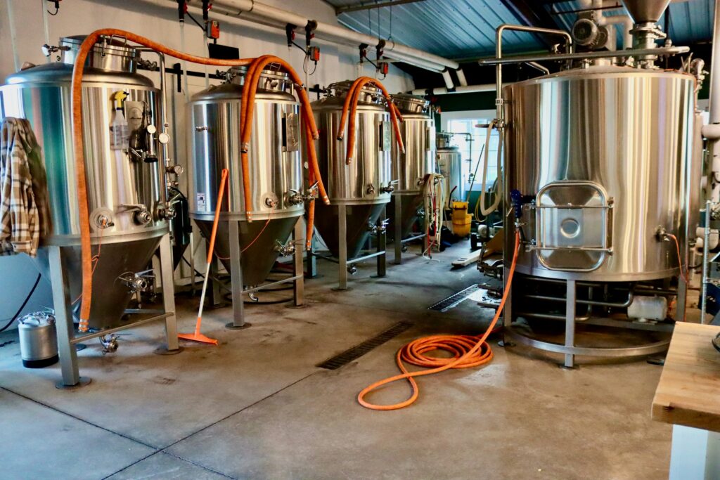 Brewery tanks.