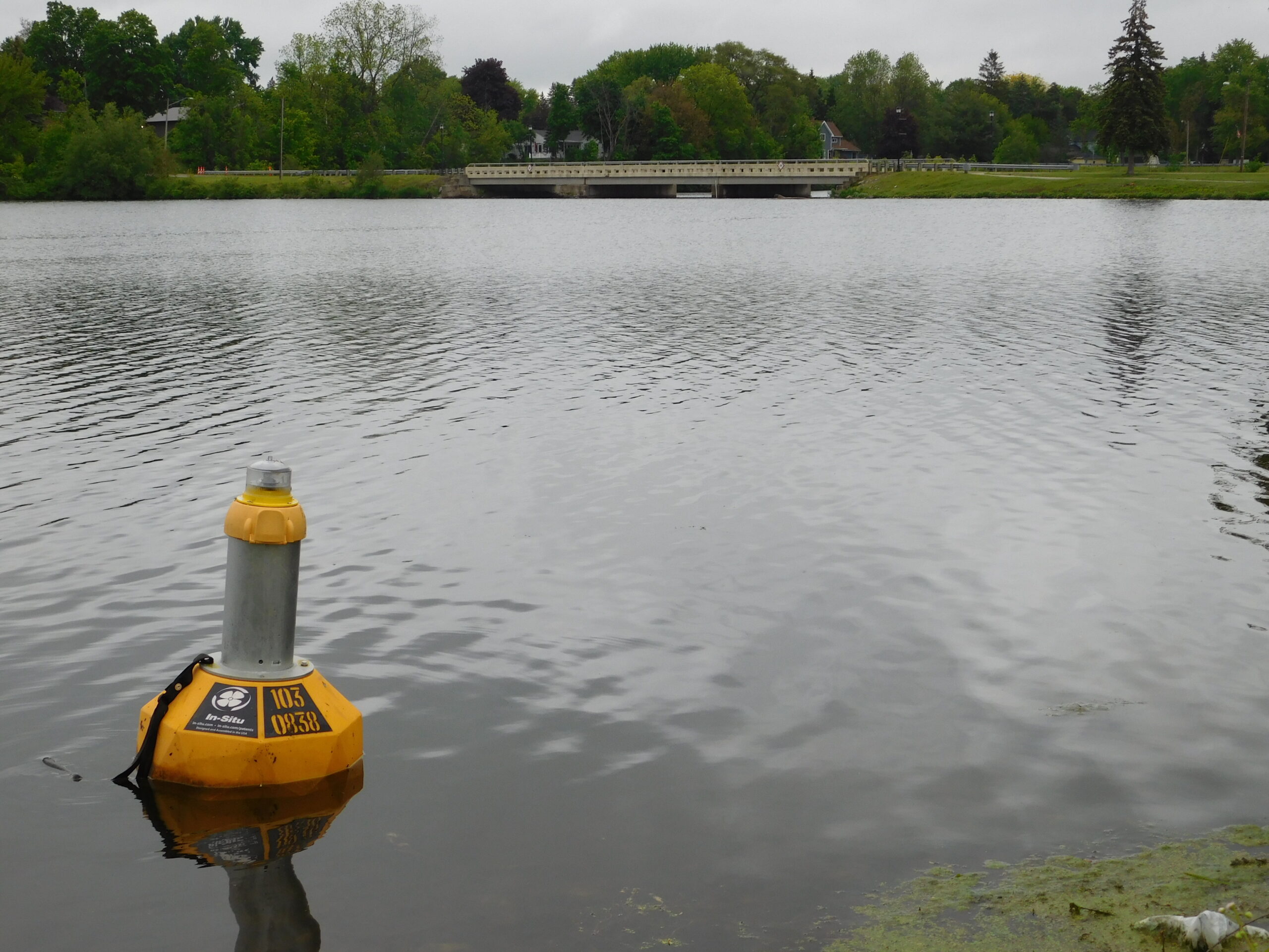 Monitoring buoy in the Pine River near the former Velsicol plant site.