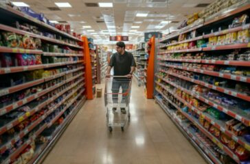 Man grocery shopping