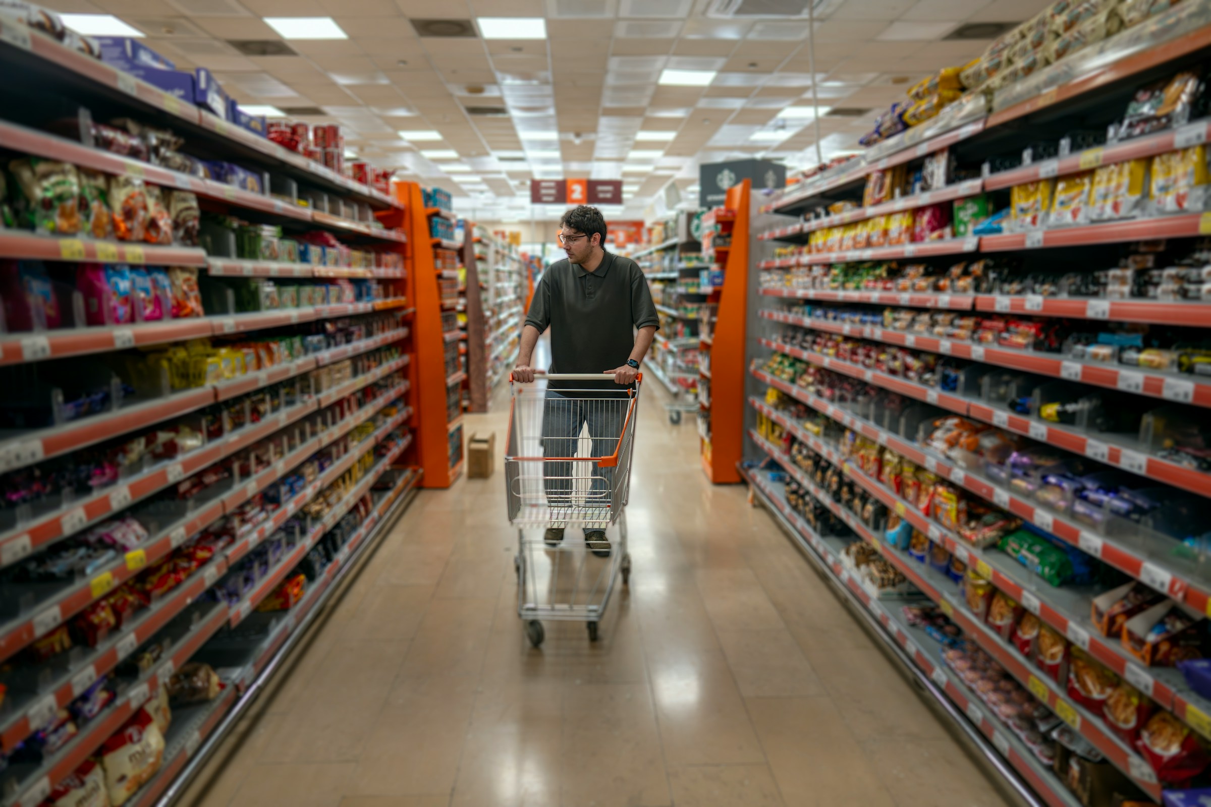 Man grocery shopping