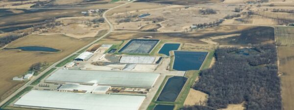 Aerial view of Rosendale Dairy, a CAFO (concentrated animal feeding operation) in Rosendale, Wisconsin.
